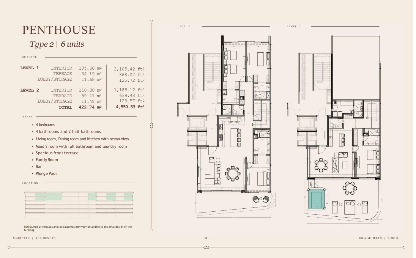 Penthouse Type 2 floor plan – 2 levels